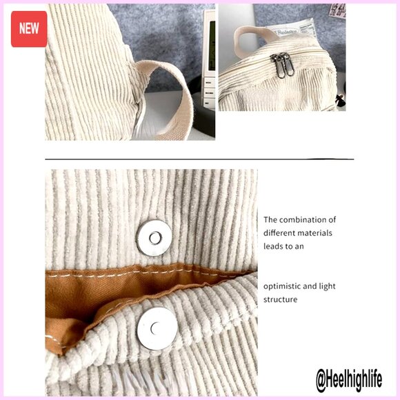 Mini Corduroy Backpack Purse - Small Daypack with Multiple Pockets main image 5